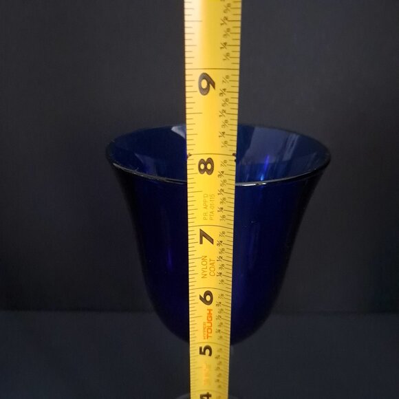 Cristal d'Arques Durand Sapphire Goblet 7 5/8" Cobalt Blue Clear Stem France - Picture 3 of 7